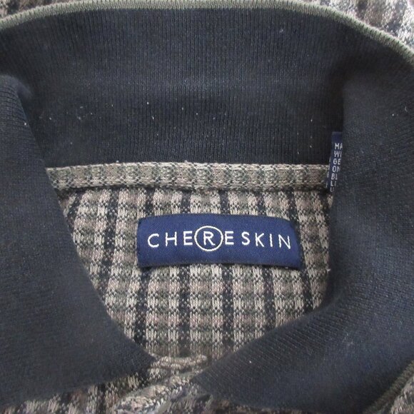 Chereskin Men's Shirt Black/Tan/Green Plaid Size Small Cotton Blend Long Sleeve - Picture 3 of 5